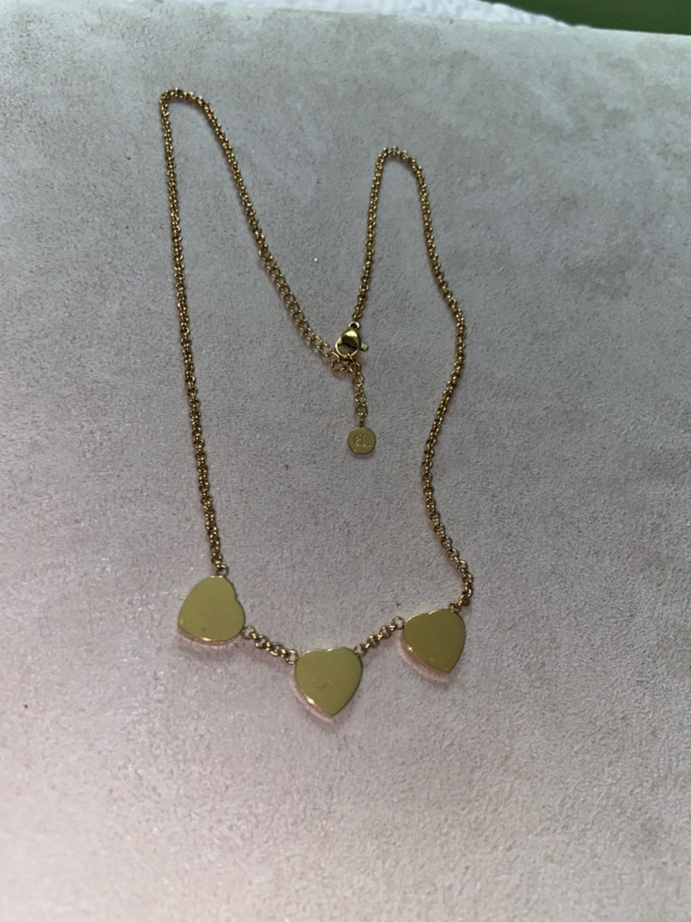Abbott Lyon Gold-Tone Heart Initial Necklace with White Enamel Hearts - Picture 2 of 2